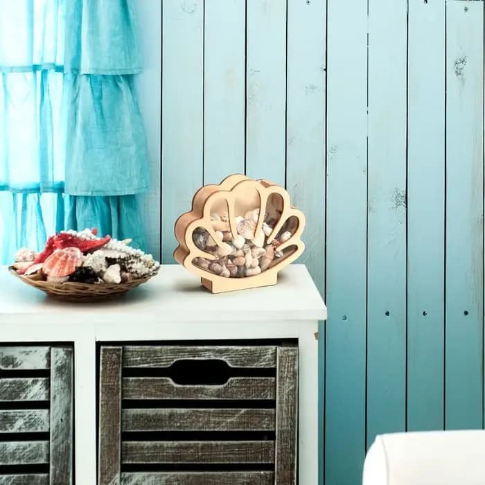 Boîte de présentation en bois en forme de coquillage