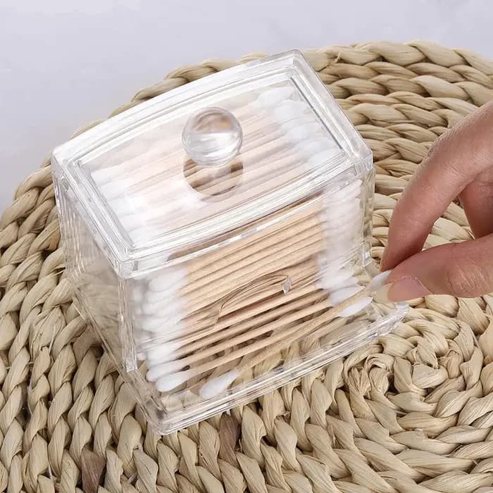 Boîte de rangement de boules de coton-tige avec couvercle