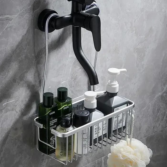 Étagère de salle de bain en aluminium sans perçage