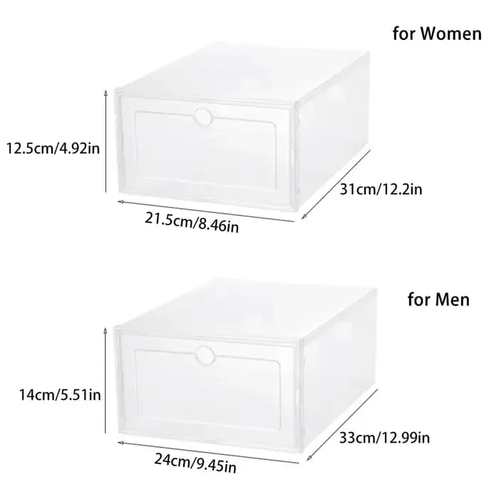 Boîte à chaussures épaisse transparente, 6 pièces, anti-poussière, étanche à l'humidité, mallette de
