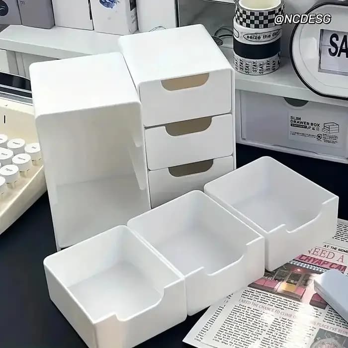 Boîte de rangement cosmétique en plastique à 3 niveaux