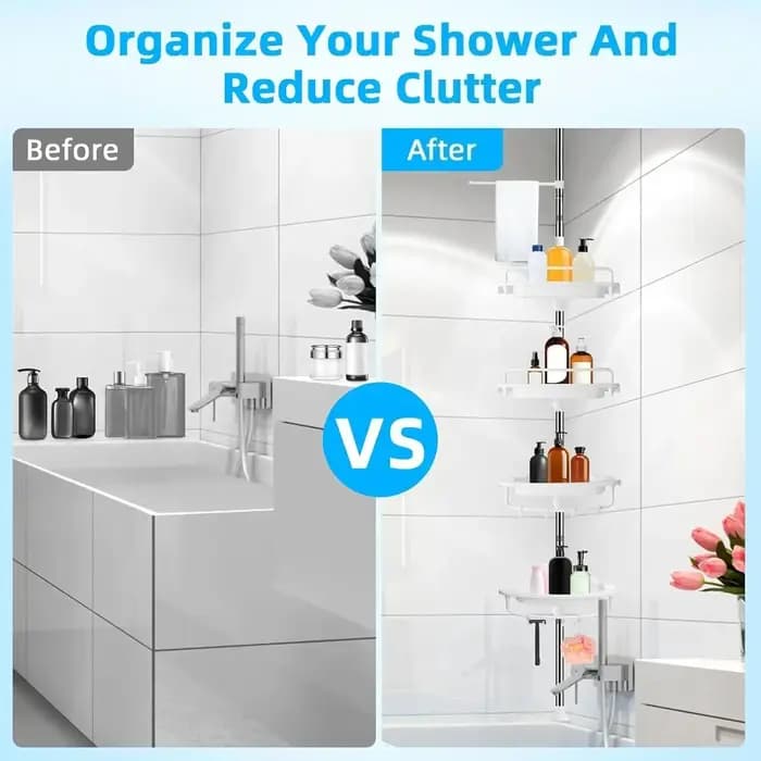 Étagère d'angle de douche télescopique réglable sans perçage pour salle de bain