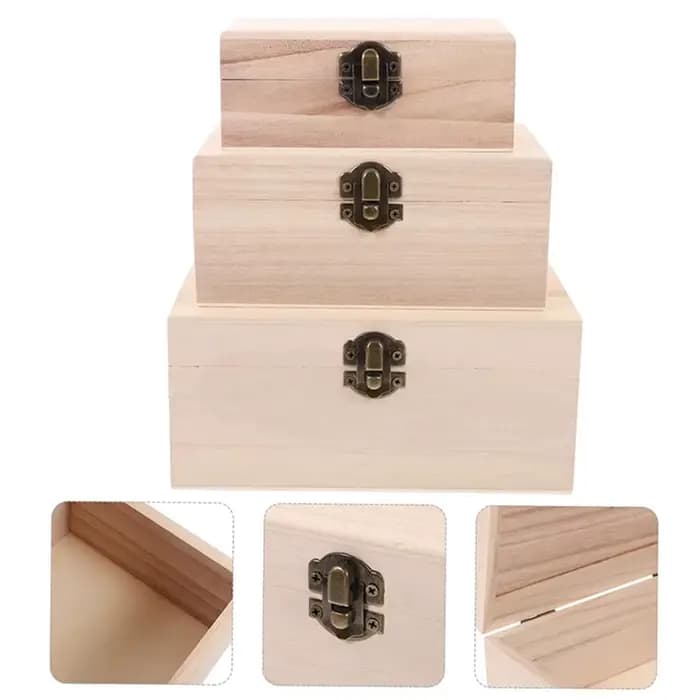 Boîtes de rangement carrées en bois de pin écossais naturel