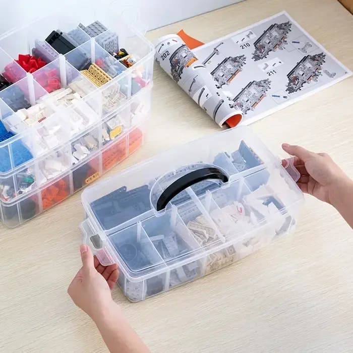 Boîte de rangement à compartiments réglables à 3 niveaux