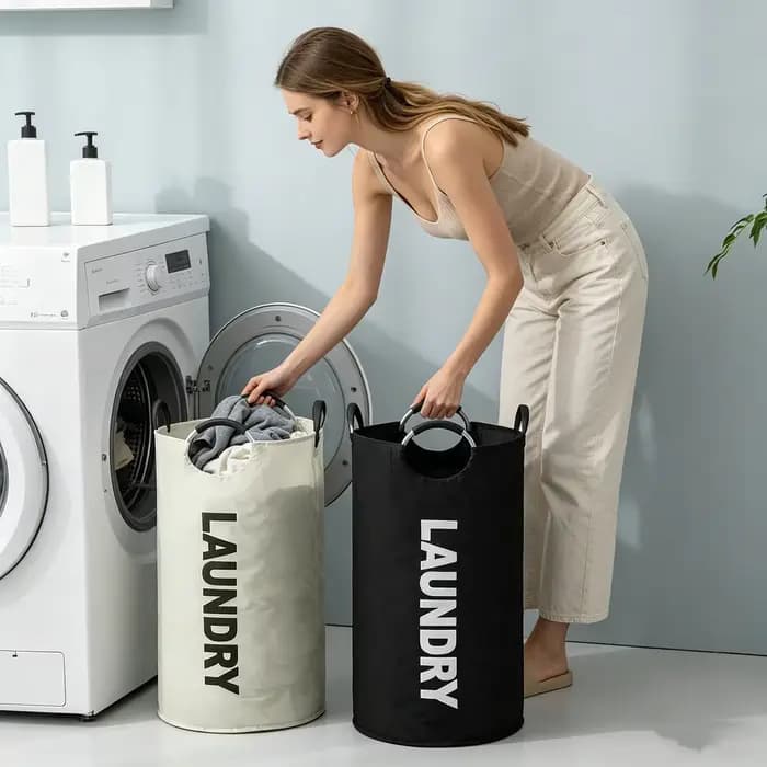 Panier à linge extra-large imperméable avec poignée rembourrée - Pliable