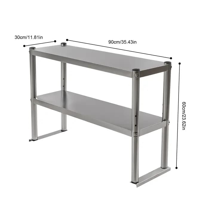 Brittop-Étagère réglable pour table de préparation, deux espaces de stockage recyclables, 12x36 pouc