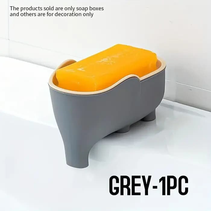 Boîte à savon double couche en forme d'éléphant, porte-savon ventilé détachable avec bec de drainage