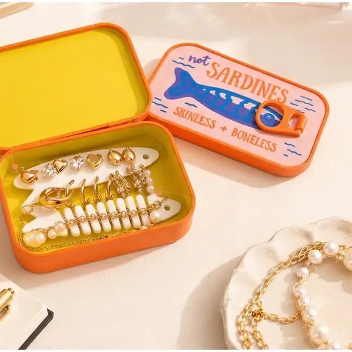 Boîte de rangement pour sardines, boîte à bijoux à ouverture coulissante imprimée en 3D, boîte à bijoux multicolore miniature portable pour la maison, artisanat décoratif, cadeaux.