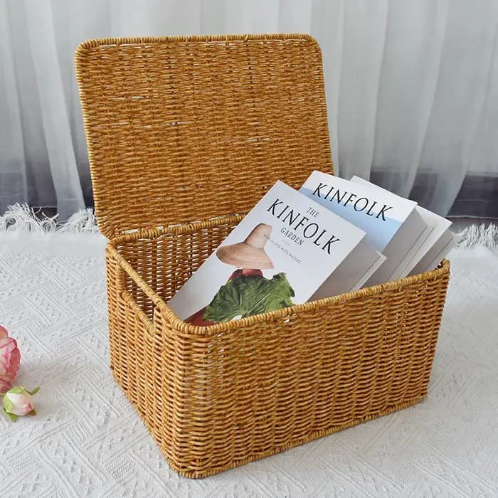 Boîte de rangement surdimensionnée tissée en rotin