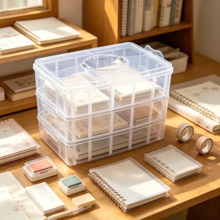 Boîte de rangement empilable à 3 niveaux pour scrapbooking – Idéale pour ranger les petits articles ménagers et les accessoires de bricolage