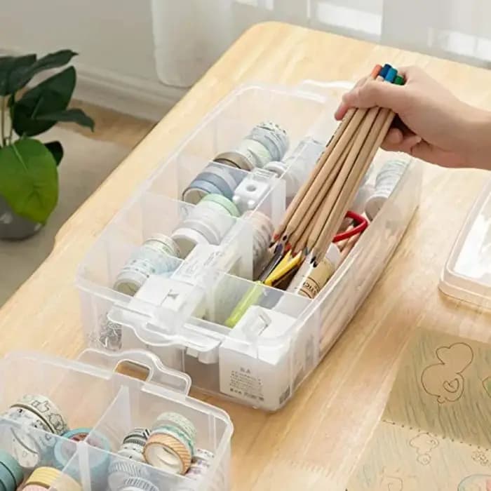 Boîte de rangement à compartiments réglables à 3 niveaux