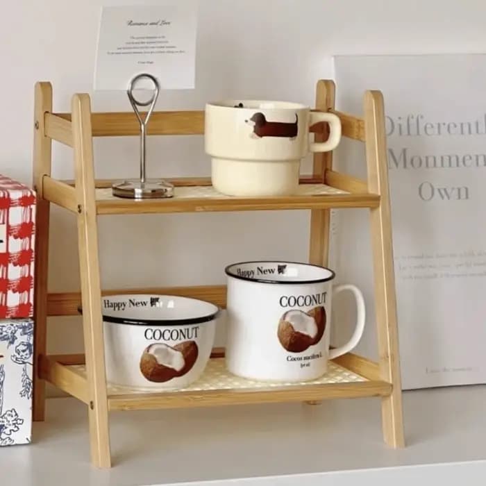 Étagère de rangement en bois à 2 niveaux, stable, facile à assembler, étagère de cuisine multifonctionnelle, gain de place, étagère de rangement pour cosmétiques