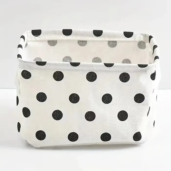 Boîte de rangement mignonne à pois noirs et blancs avec poignée