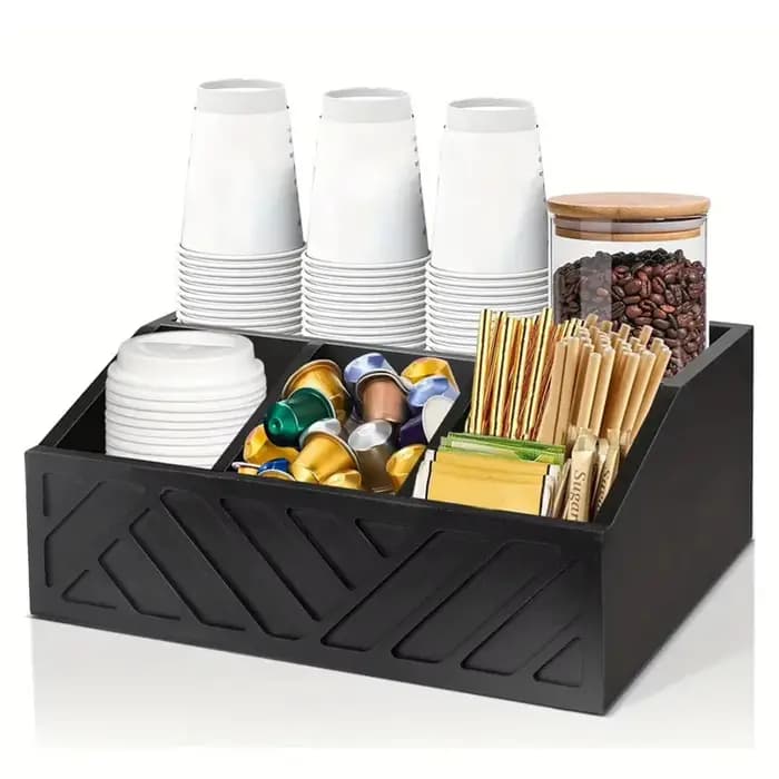 Boîte de rangement de sachets de café, cloison de rangement de sachets de thé en bois, maison, tasse