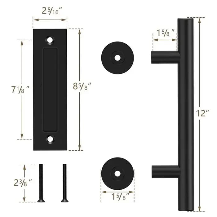 KAK 12 pouces poignée de porte de grange coulissante tirer armoire affleurant ensemble de matériel