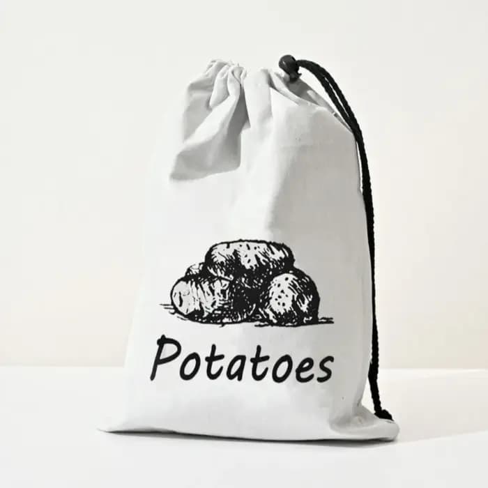 Sac de rangement durable et réutilisable pour oignons et pommes de terre, avec cordon de serrage et