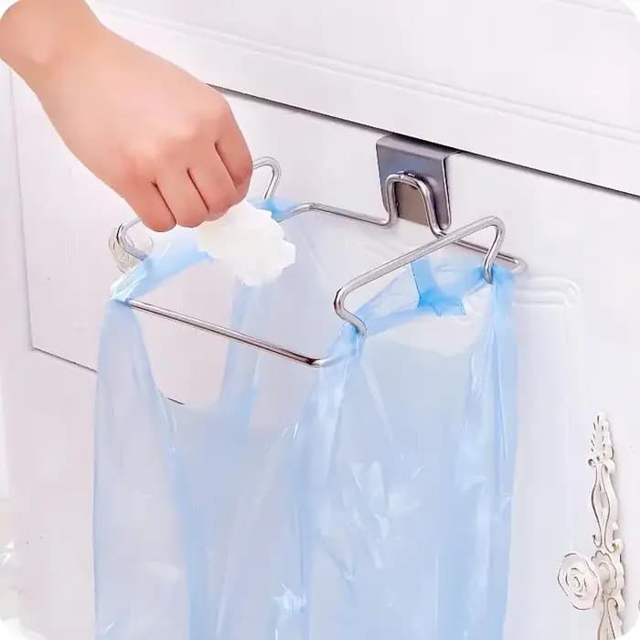 Support de sacs poubelles en acier inoxydable pour porte d'armoire de cuisine