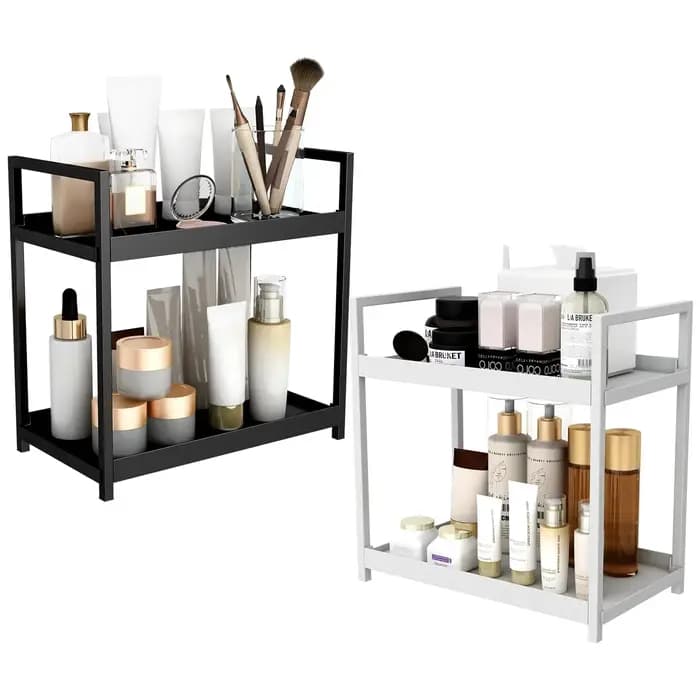 Organisateur sous évier à 2 niveaux, armoire coulissante, panier, support de rangement avec crochets, tasse suspendue, organisateur de salle de bains et de cuisine