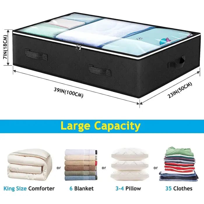 Conteneurs de rangement pliables sous le lit, avec fenêtre transparente, organisateurs de jouets sou