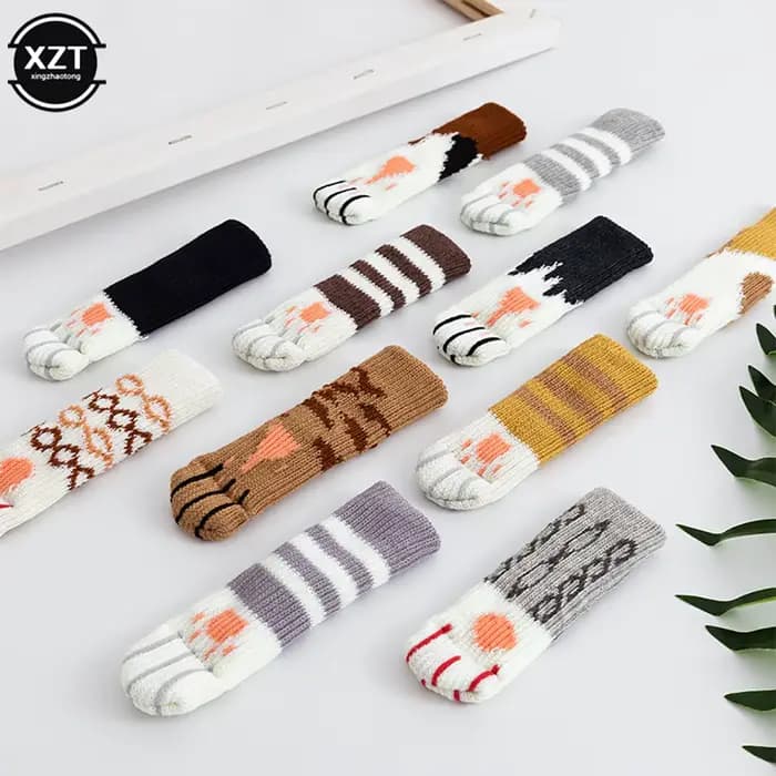 Coussinet de pied de Table et de chaise, housse de protection, griffe de chat, chaussettes tricotées
