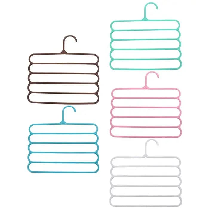 Organisateur de rangement pour pantalons et foulards à 5 niveaux coloré pour armoire domestique