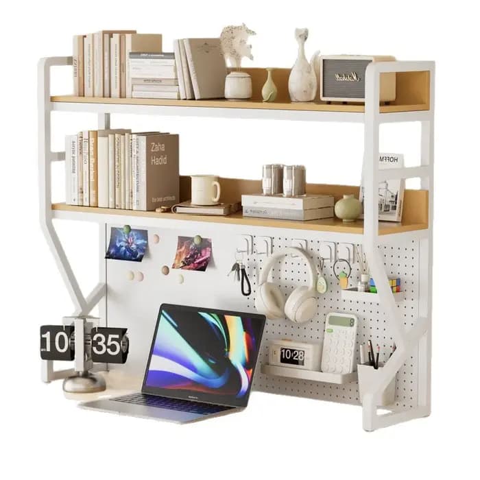 Étagère de rangement de bureau avec organisateur à panneaux perforés