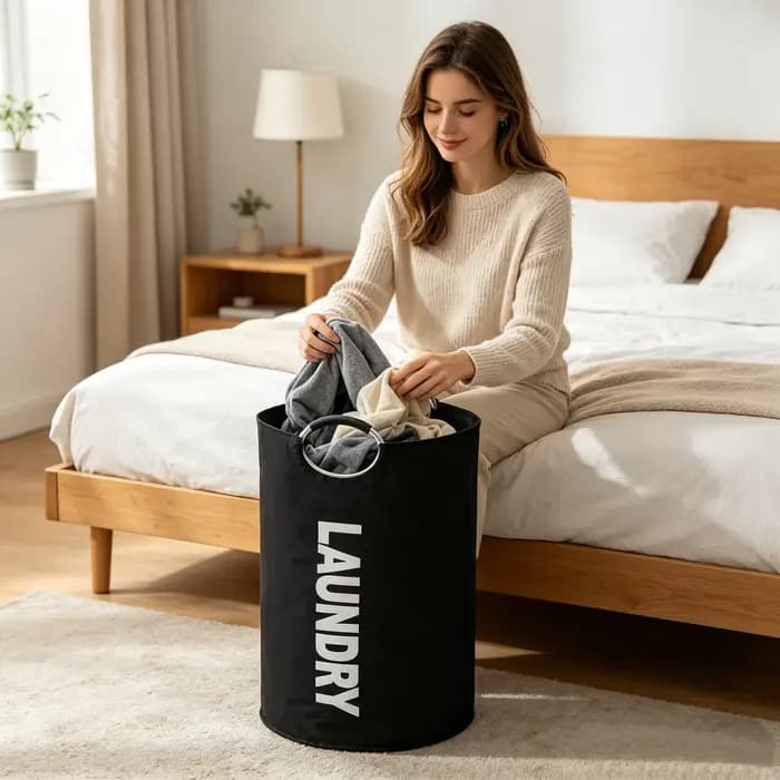 Panier à linge extra-large imperméable avec poignée rembourrée - Pliable