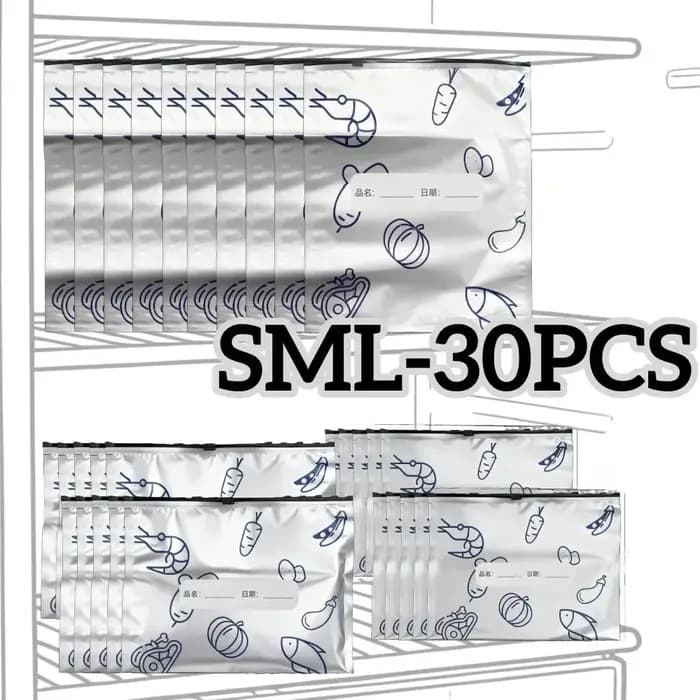 Sacs de rangement en papier d'aluminium, 60 pièces, organisateurs scellés pour congélateur, emballage alimentaire, garde-manger réutilisable, sac anti-odeur, essentiel de cuisine