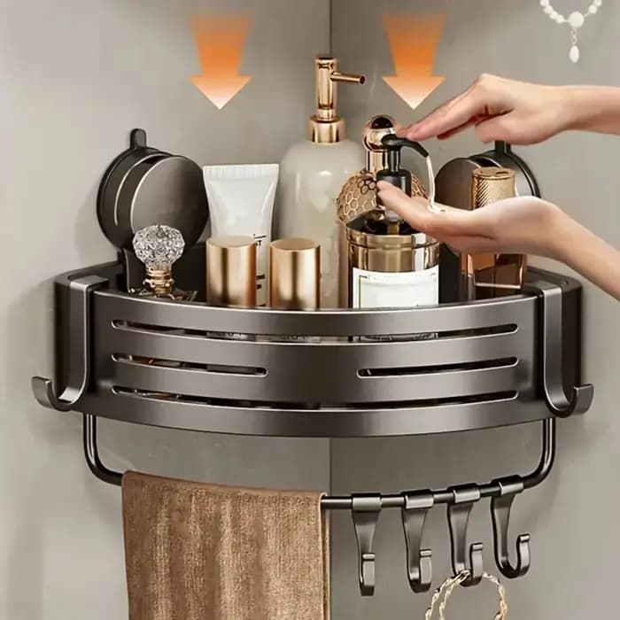 Étagère de salle de bain triangulaire à ventouse