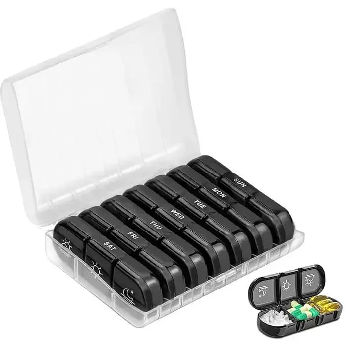 Boîte à pilules portable, 21 compartiments, boîte de rangement pratique pour médicaments de couleur