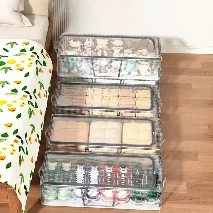 Boîte de rangement à chaussures pliable et hermétique avec porte transparente visible