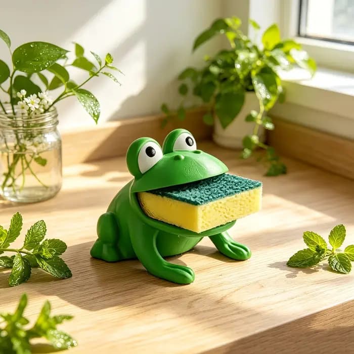 1 support de rangement en forme de grenouille pour éponges