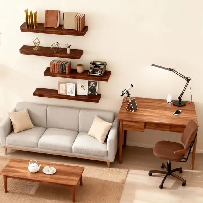 2/4 pièces Étagère murale flottante moderne en bois