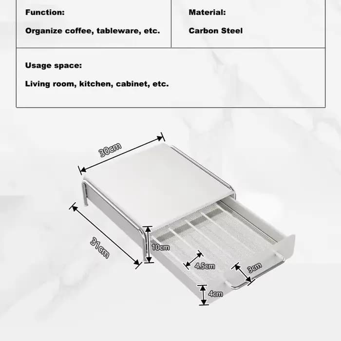 Présentoir à capsules de café T1, tiroir de rangement, bar ins vent, table, boîte de rangement pour