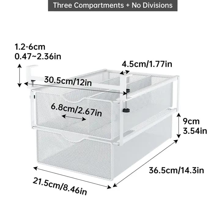 Boîte de rangement invisible de type tiroir pour bureau, suspendue sous le bureau, organisateur de p