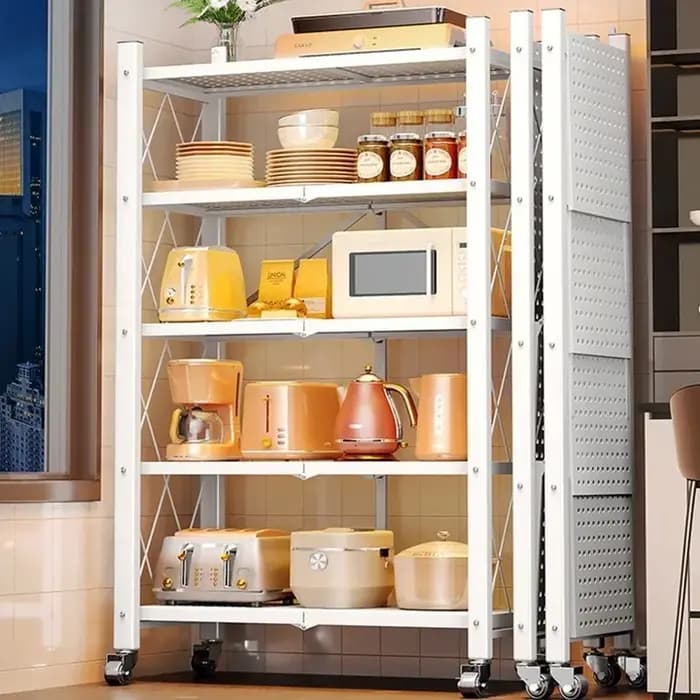 Étagère de rangement pliable multi-niveaux sans assemblage