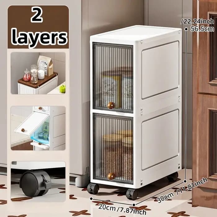 Armoire mince de rangement roulante de 20cm de large, 2 à 6 niveaux, grande capacité, peu encombrant