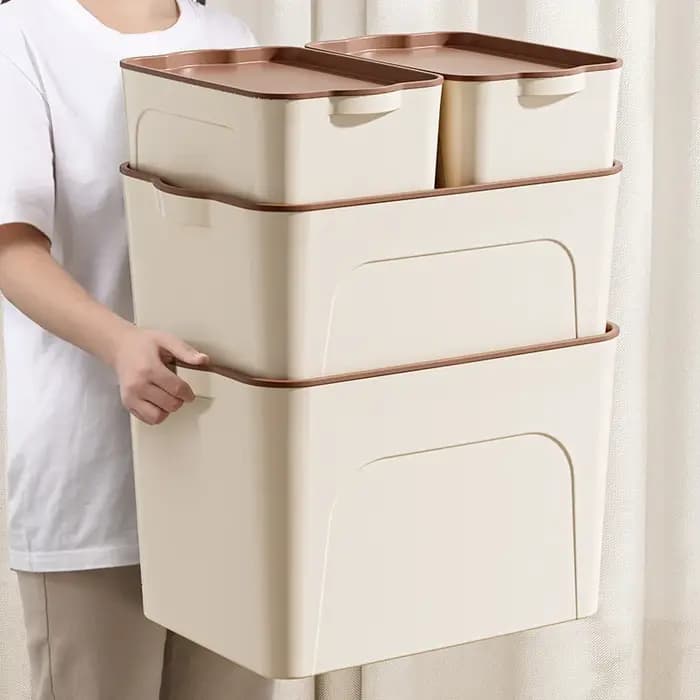 Boîte de Rangement Empilable en Plastique avec Couvercle