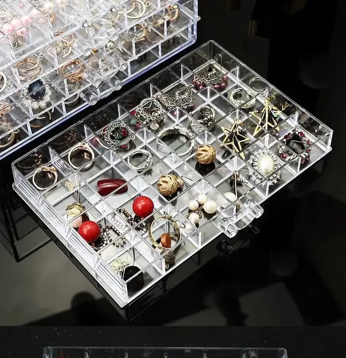 Boîte de Rangement Transparente pour Boucles d'Oreilles, Présentoir à Bijoux avec 5 Tiroirs, 120 Pet