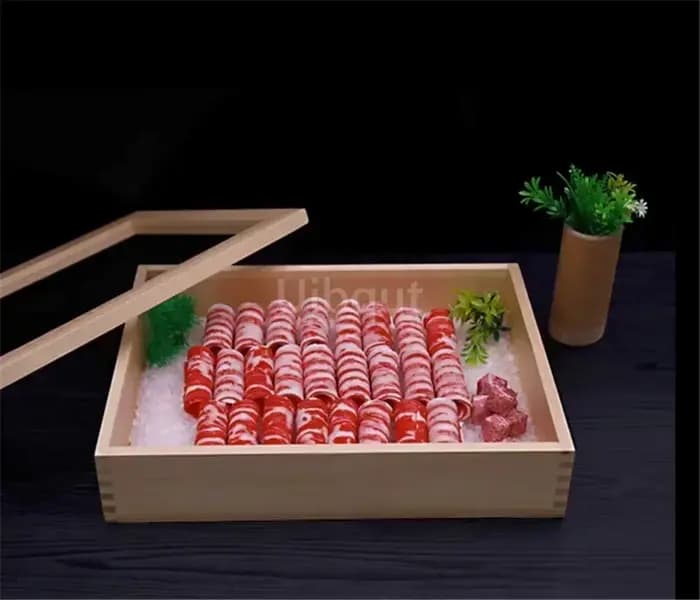 Boîte à sushi sashimi en bois avec couvercle