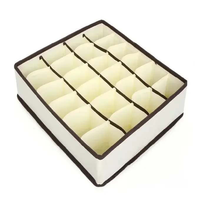 Boîte de rangement à grille 6/7/8/24, boîte de rangement pour sous-vêtements beiges, boîte de rangement pour chaussettes quatre pièces, boîte de rangement pour soutien-gorge en tissu