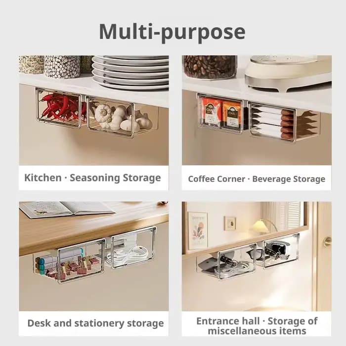 Boîte de rangement suspendue sous le bureau pour cosmétiques, organisateur de bijoux dissimulé, conteneur de maquillage, support de rangement domestique pour coiffeuse
