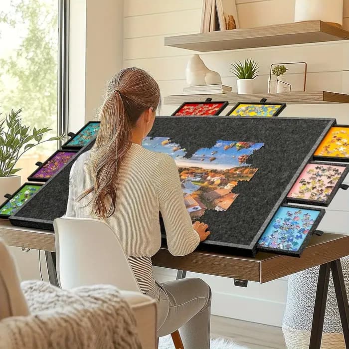 1 ensemble de table de rangement de puzzle gain de place