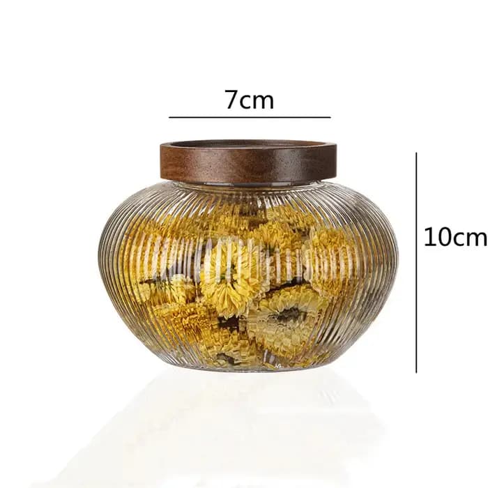 Bocal de rangement en verre avec couvercle en bois d'acacia, boîte à thé, récipient de cuisine, gard