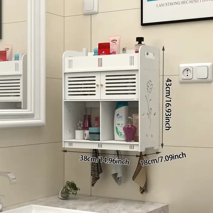 Armoire de rangement murale pour salle de bain en PVC blanc de style nordique