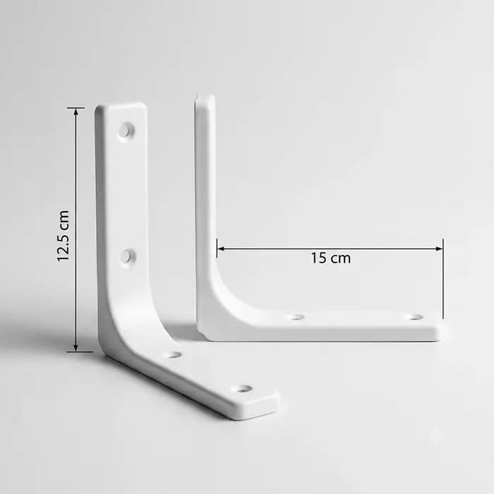 Lot de 2 supports d'étagère robustes 12,5 x 15 cm blancs en forme de L, support d'angle pour étagère