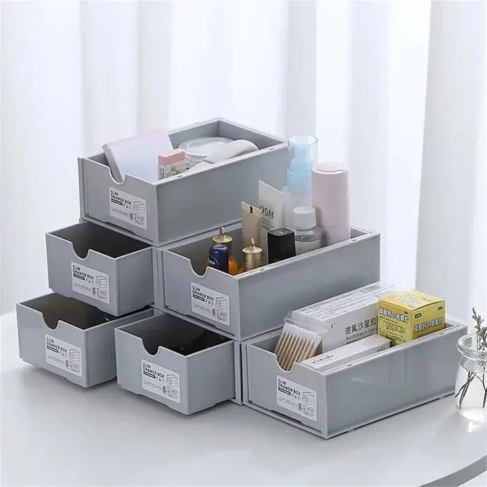 Boîtes de rangement empilables pour bureau, organiseur de papeterie et de cosmétiques, armoire combinée avec tiroirs pour la maison et le bureau