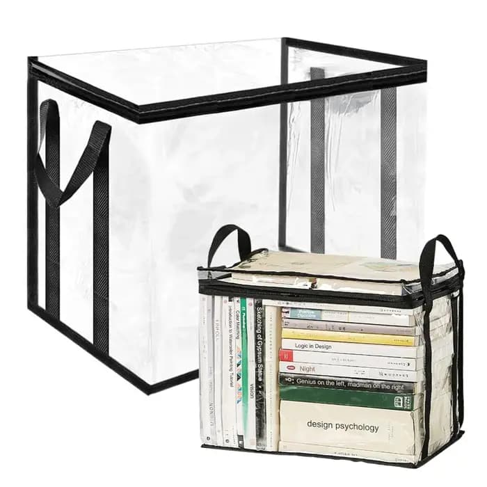 Lot de 4 boîtes de rangement transparentes en PVC avec fermeture éclair