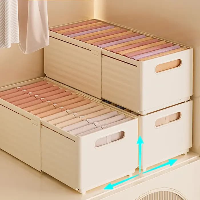 Boîte de rangement ajustable pour vêtements, organisateur de placard, organiseur de vêtements par catégories, bac de rangement pour armoire de cuisine, organisateur domestique