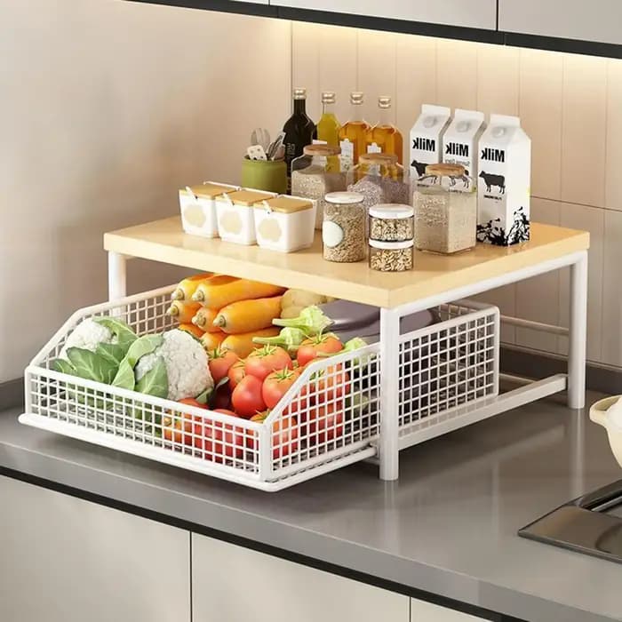 Étagère de rangement de cuisine verticale à 2 niveaux
